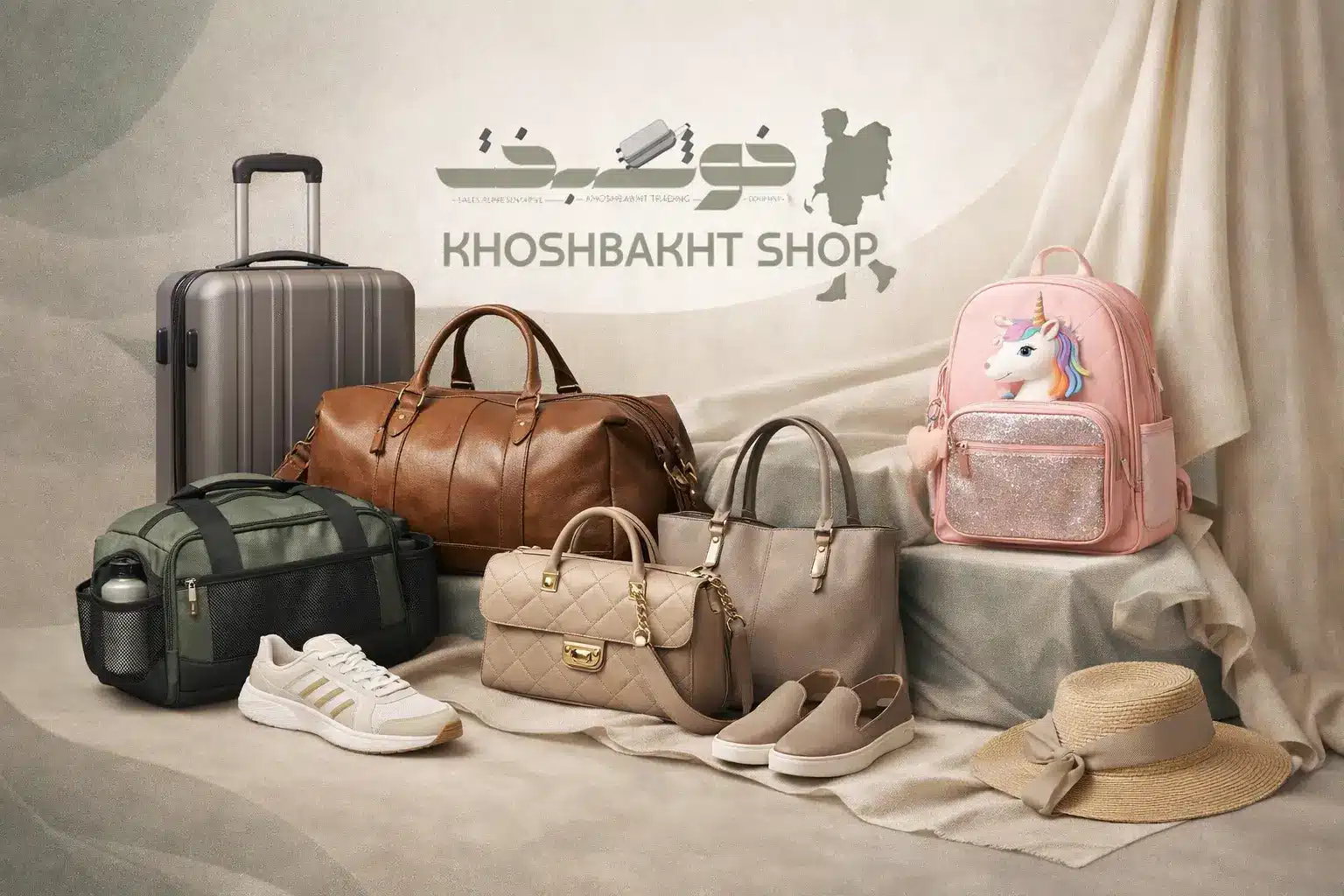 فروشگاه خوشبخت بنر اصلی خوشبخت شاپ فروشگاه تحصصی کیف کفش زنانه مردانه چمدان